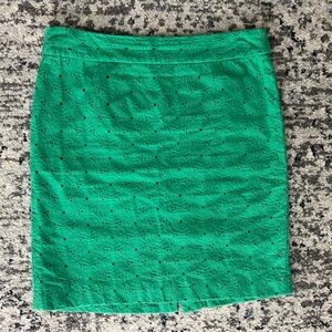 Talbots Green Eyelet Pencil Skirt Petite